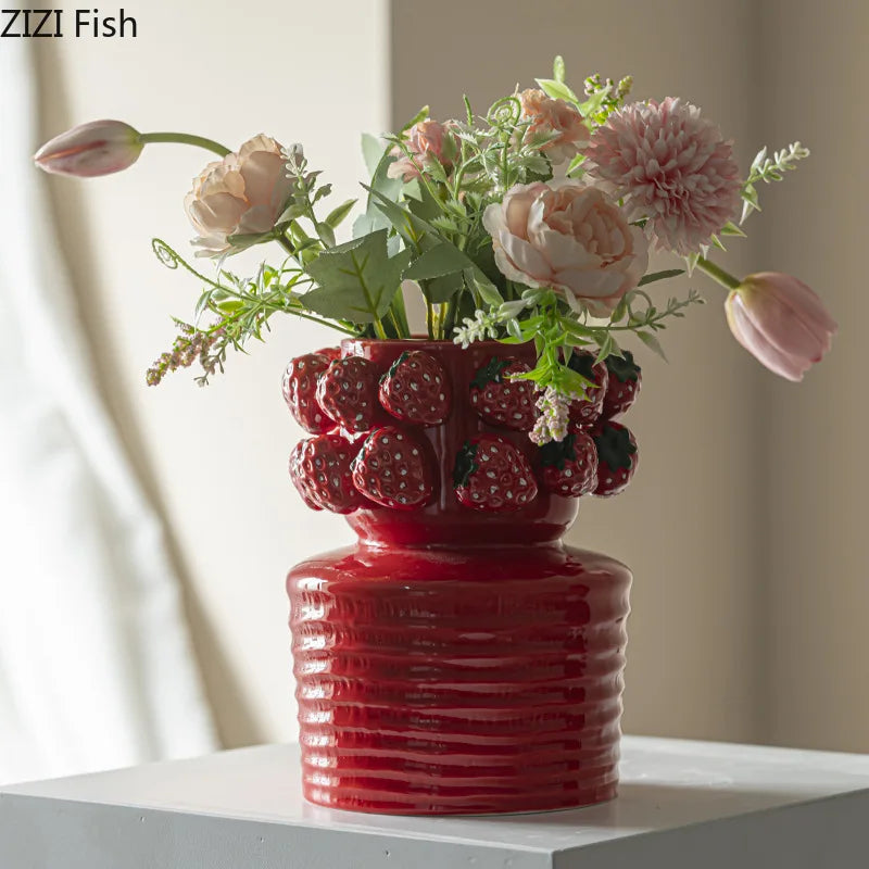 Afralia™ Strawberry Flower Pot: Cute Geometry Vase for Hydroponics Terrarium and Floral Arrangements