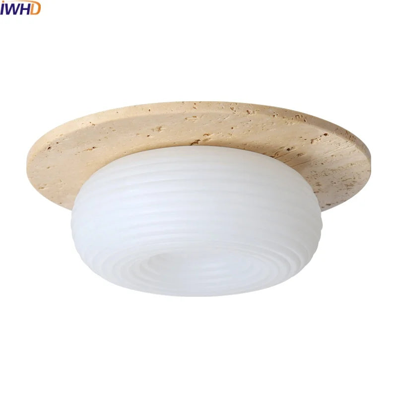 Afralia™ LED Ceiling Lamp Yellow Travertine - Nordic Acrylic Light for Living Room