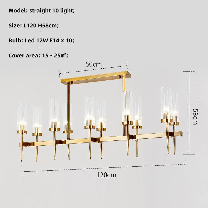 Afralia™ Gold Metal Glass LED Pendant Lights Chain Hanging Lamp