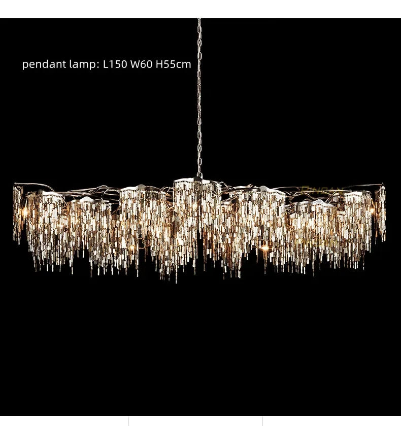 Afralia™ Steel LED Chandelier: Modern Luxury Plated Lighting Fixture