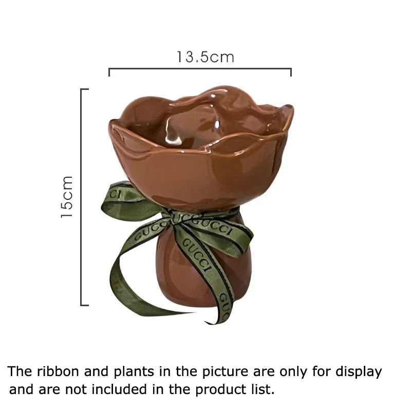 Afralia™ Rose Ceramic Vase Desk Decoration for Aesthetic Room Decor