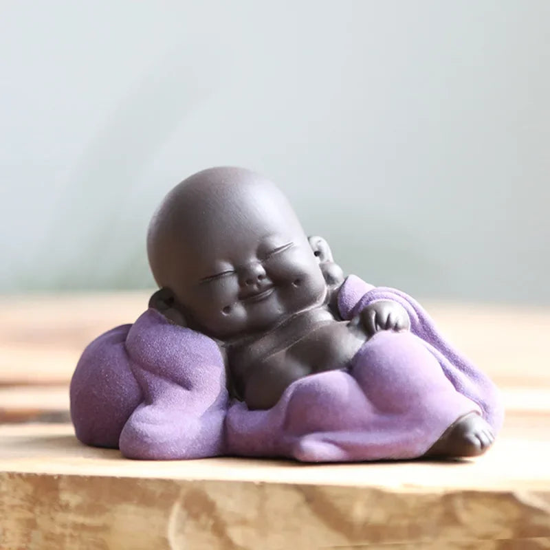Afralia™ Ceramic Maitreya Buddha Statue Tea Sculpture Figurine Craft Display Ornament