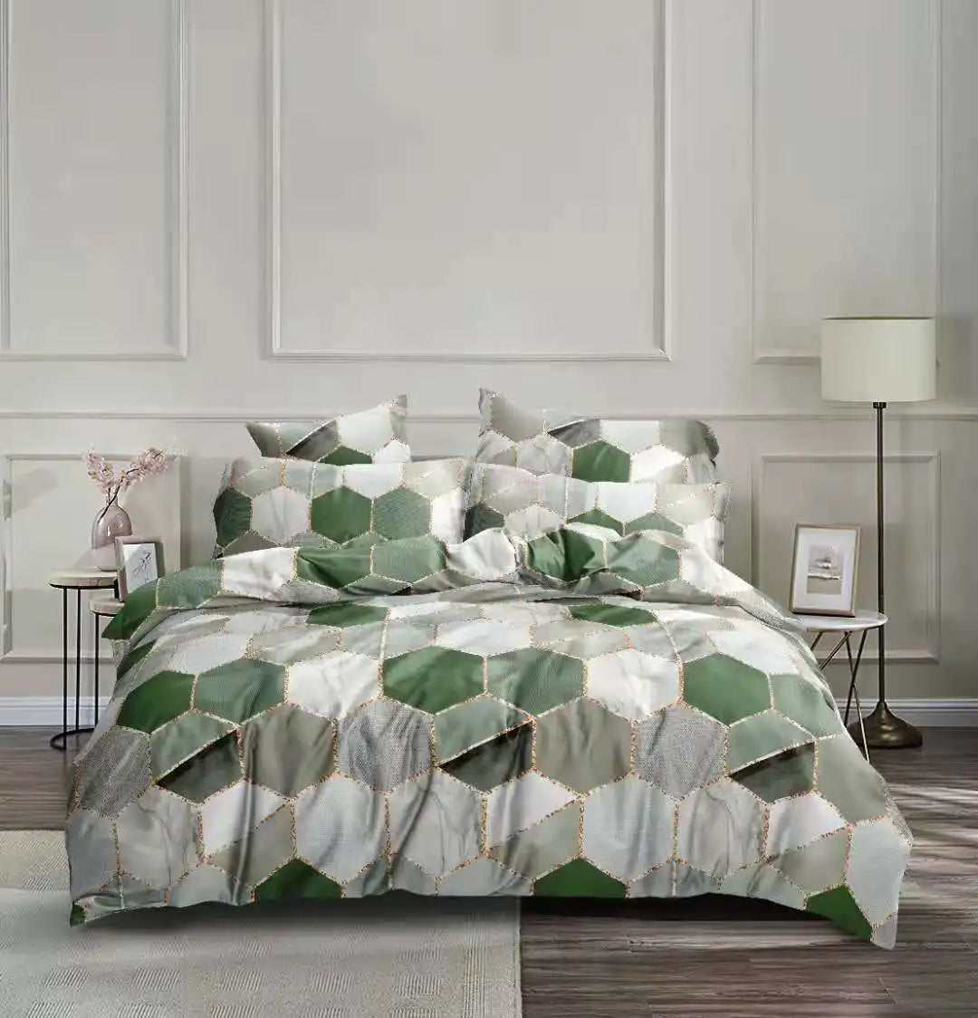 Afralia™ Honeycomb Marble Patterned Bedding Set, Luxurious Duvet Cover with Pillowcase