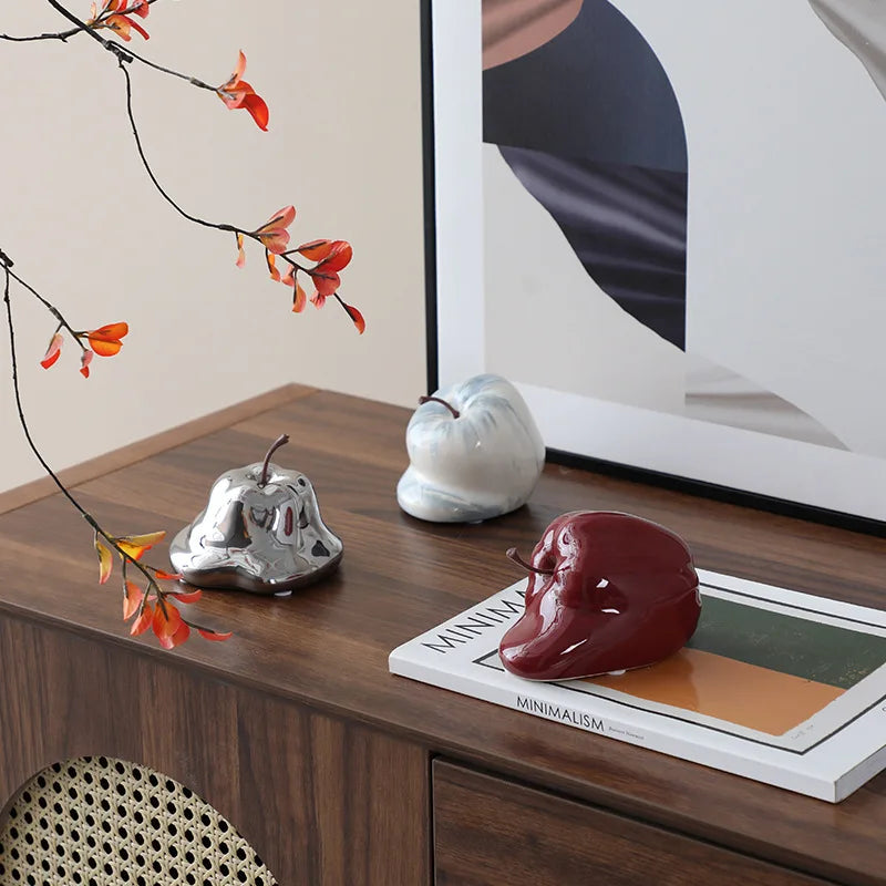 Afralia™ Abstract Melting Apple Ceramic Ornaments Home Decor Handicrafts