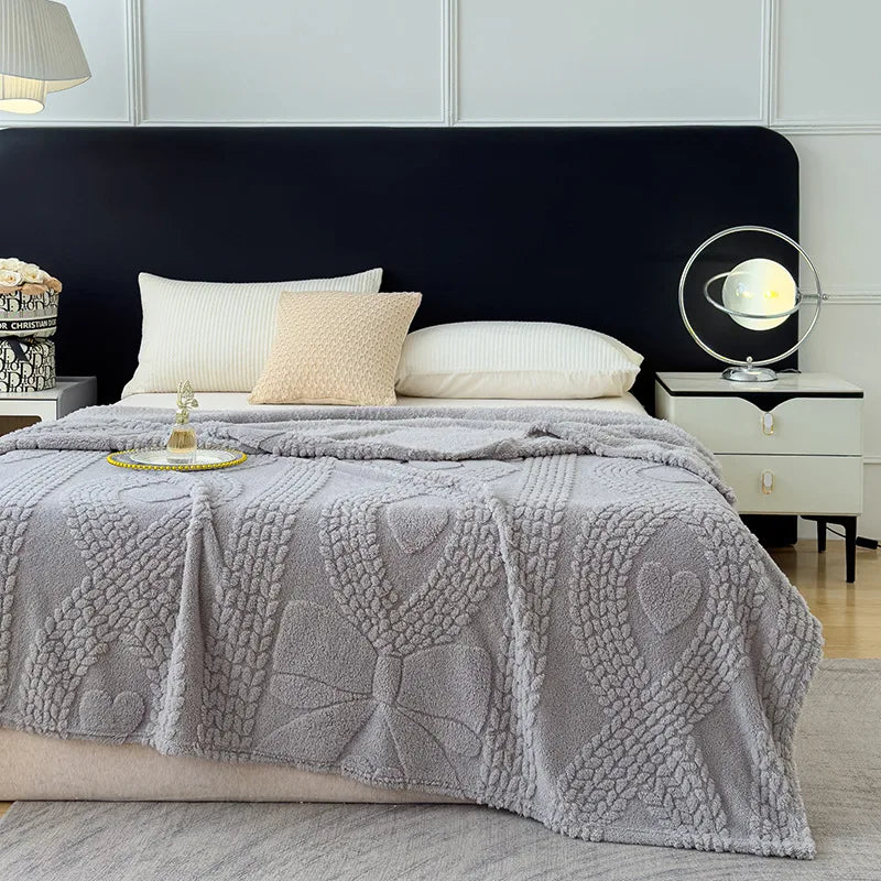 Afralia™ Taffeta Velvet Jacquard Coral Fleece Blanket: Warm, Skin-Friendly, Multi-Functional Sofa Cover