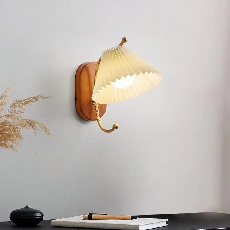 Afralia™ Retro Solid Wood Wall Lamp with Ceramic Fabric Lampshade & 7W LED Lighting