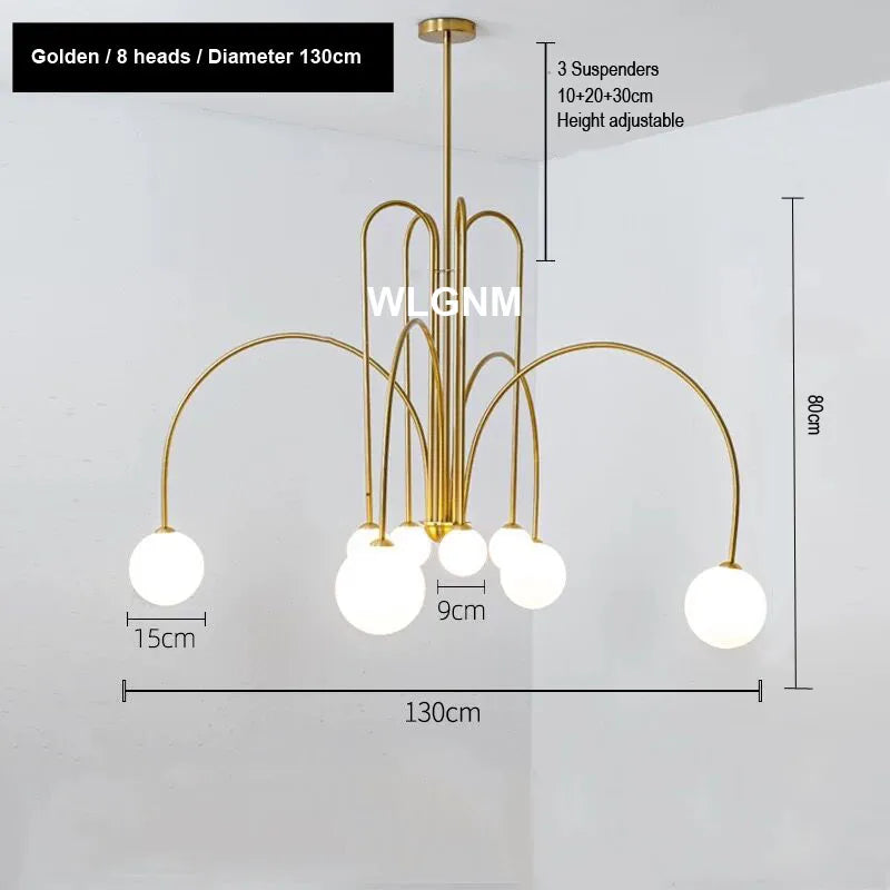 Afralia™ Glass Ball Chandelier: Modern Living Room Dining Kitchen Ceiling Light Fixtures