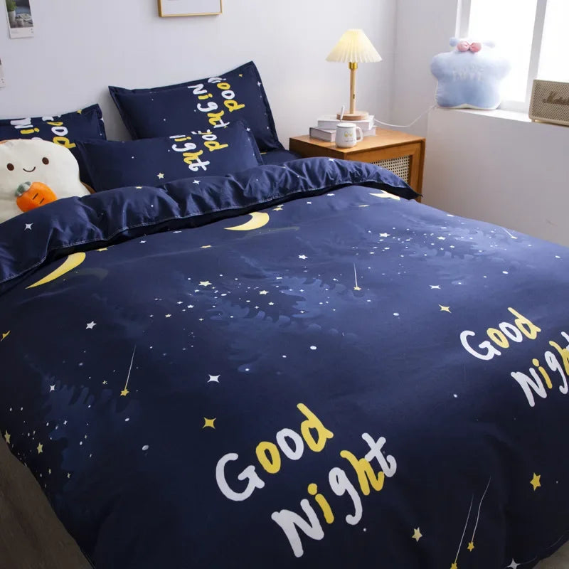 Afralia™ Cute Cartoon Printed Bedding Set | Washed Skin-Friendly | Queen/King Size