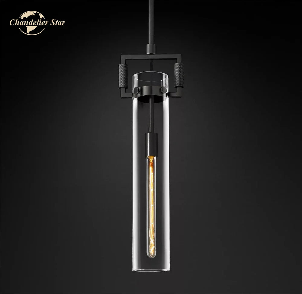 Afralia™ LED Glass Cylinder Pendant Lights - Modern Kitchen Island Chandeliers