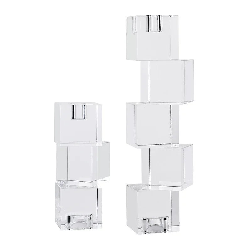 Afralia™ Geometric Crystal Glass Candle Holder - Home Decor Accent