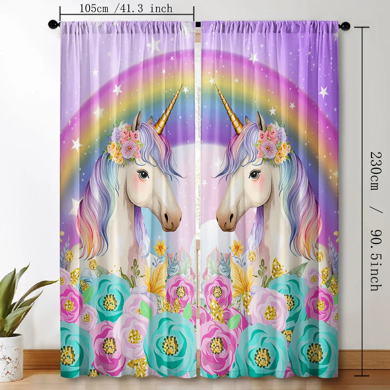 Afralia™ Unicorn Curtains for Home Decoration in Kitchen, Living Room, or Garden