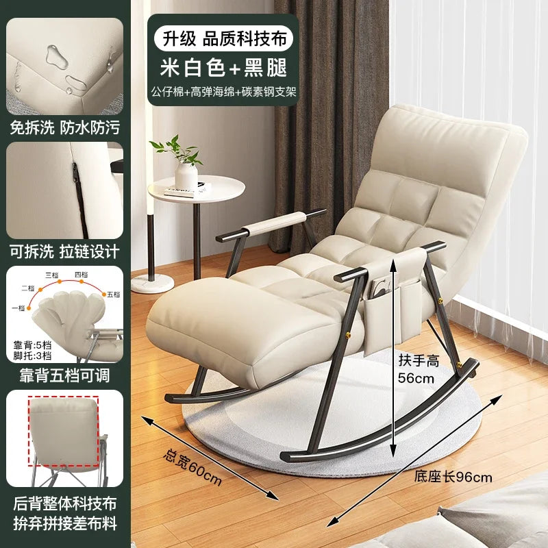 Afralia™ Nordic Rocking Chair Recliner for Balcony, Lazy Home Sofa, Adult Single Seat