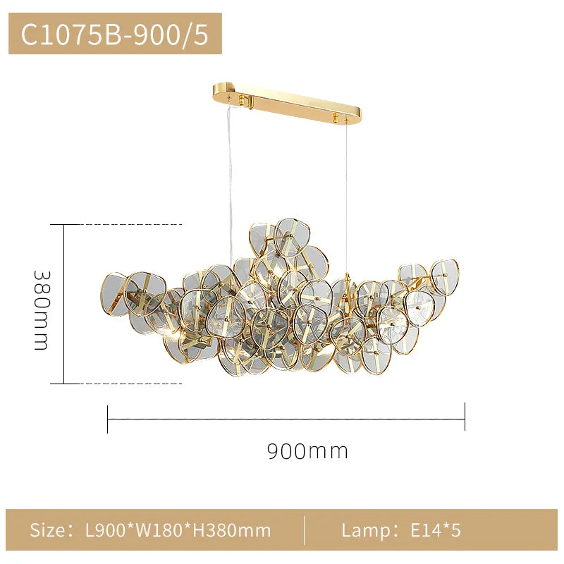 Afralia™ Sunflower Glass Chandelier: Modern Light Luxury for Living Room, Restaurant, Bar - LED