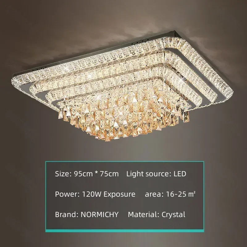 Afralia™ Crystal LED Chandelier Silver Chrome Remote Control Light
