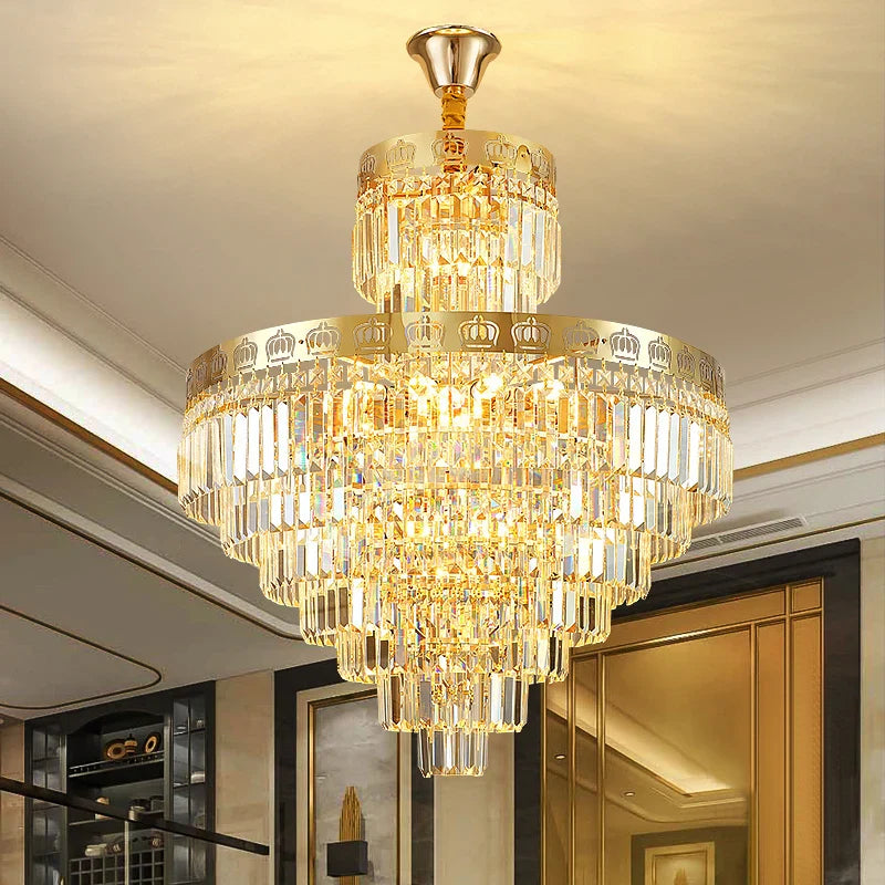 Afralia™ Crystal Duplex Chandelier for Luxury Hollow Living Room Décor