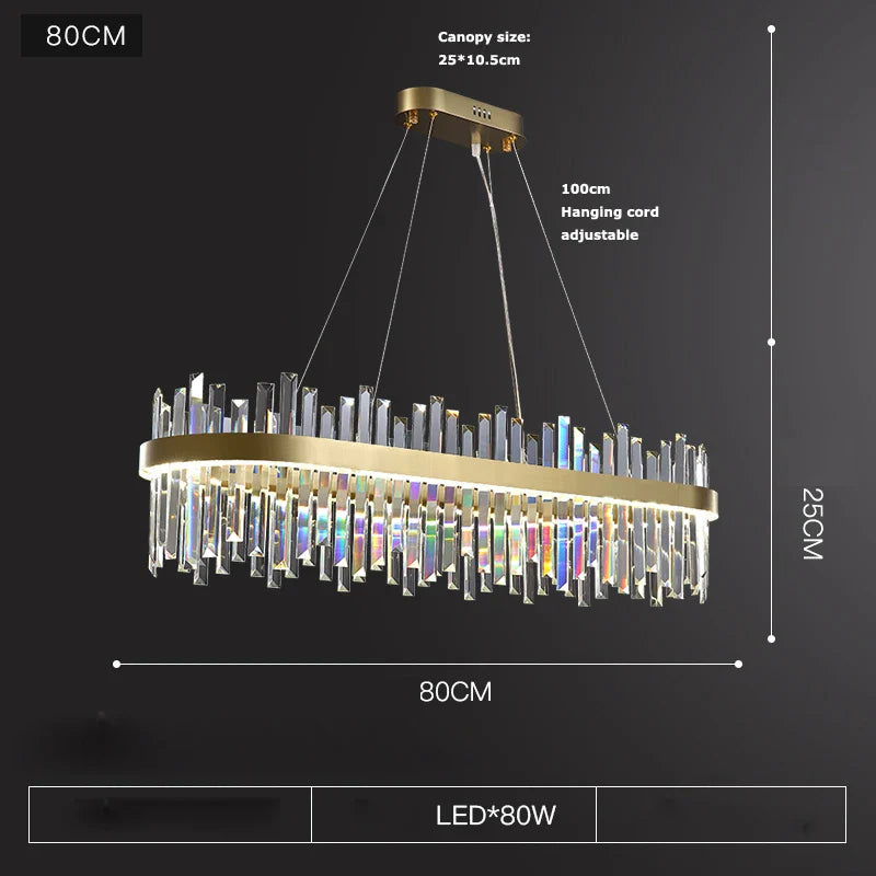 Afralia™ Crystal Chandelier LED Hanging Lamp Gold Silver Postmodern Design