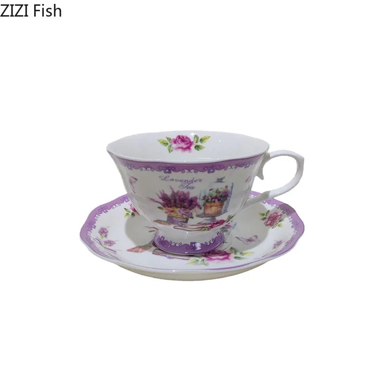 Afralia™ Ceramic Gold-plated Floral Cup & Saucer Set