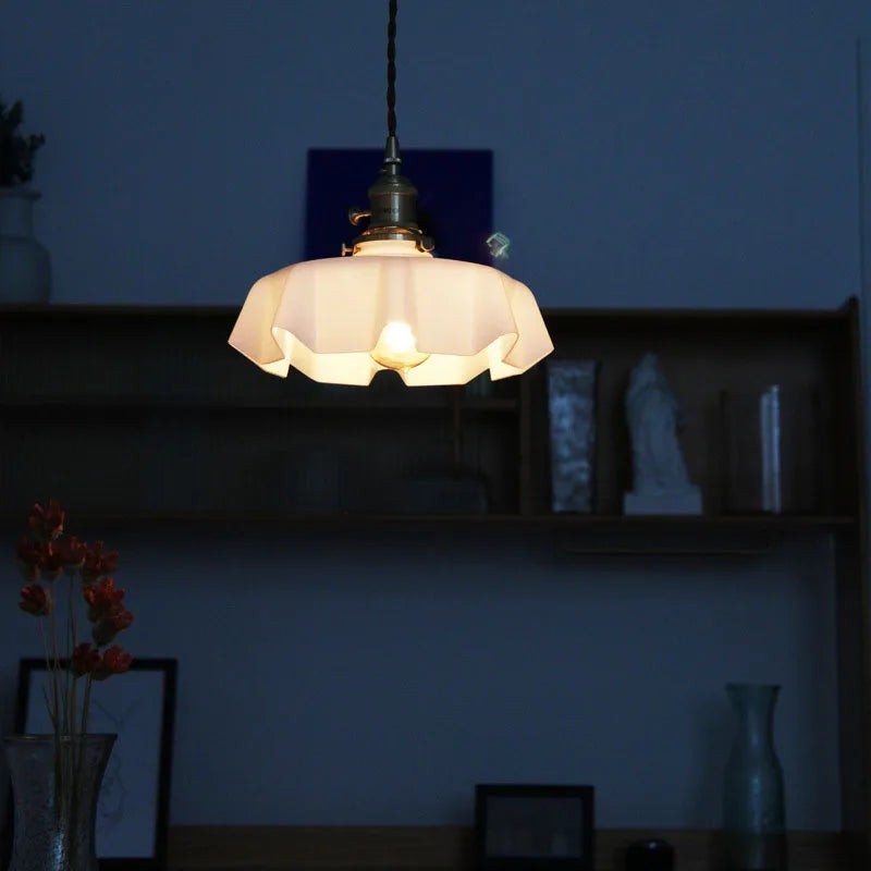 Cream Glass Cloud Pendant Light by Afralia™ - Simple Retro Indoor Chandelier for Home