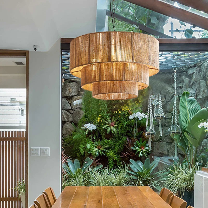 Afralia™ Wabi Sabi Rattan Pendant Light Chandelier for Home Decor & Living Room