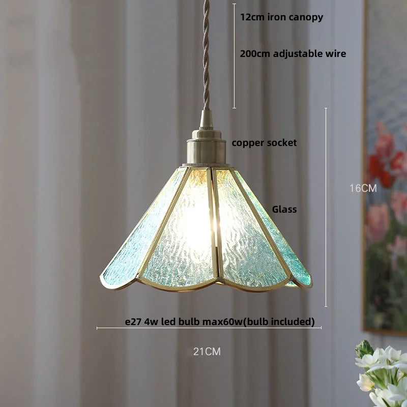 Afralia™ Tiffany Flower Glass LED Pendant Light for Nordic Modern Home Decor