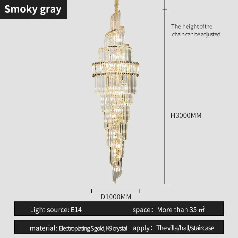 Afralia™ K9 Deluxe Crystal Pendant Chandelier: Dazzling LED Ceiling Light for Modern Elegance