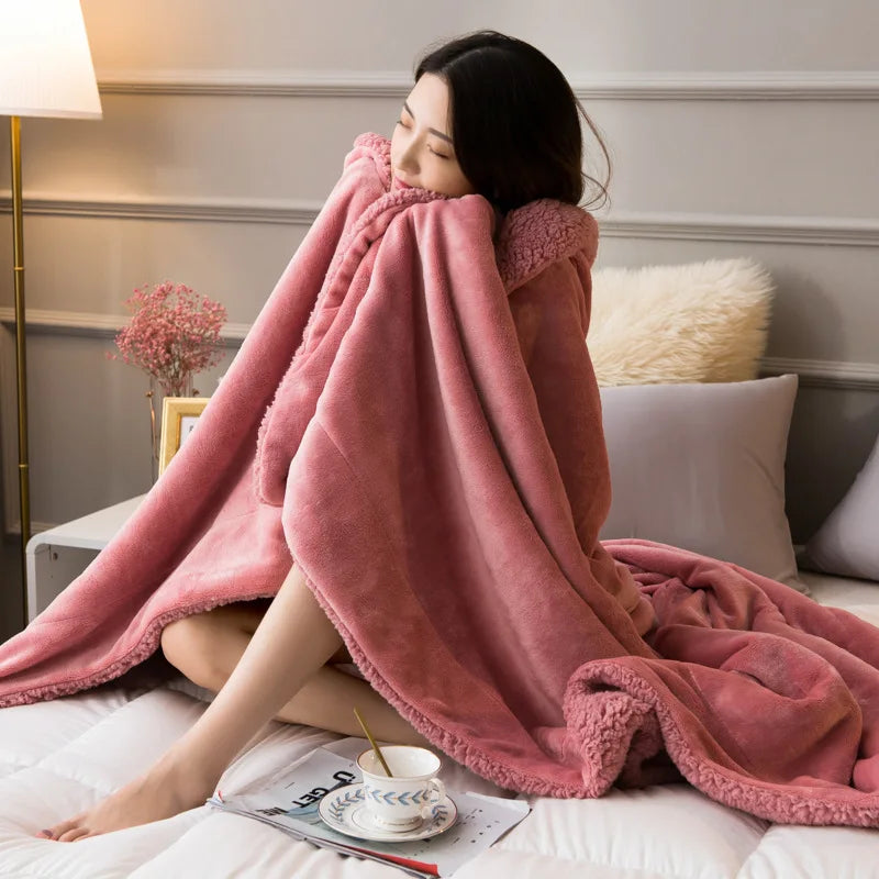 Afralia™ Cozy Lambswool Flannel Blanket for Sofa, Office, and Bed