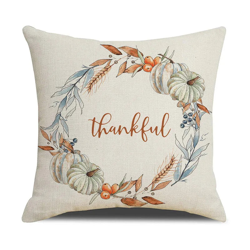 Afralia™ Thanksgiving Pumpkin Pillow Cover, Hello Autumn Decorative Cotton Linen Cushion Case