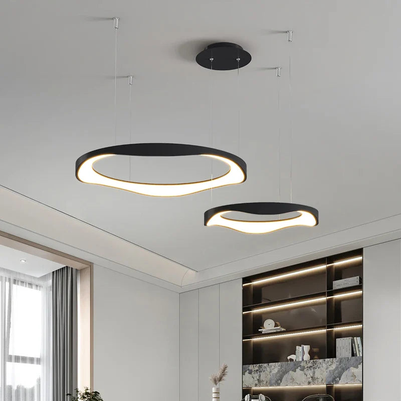 Afralia™ Round LED Pendant: Adjustable Height Dining Room Lamps