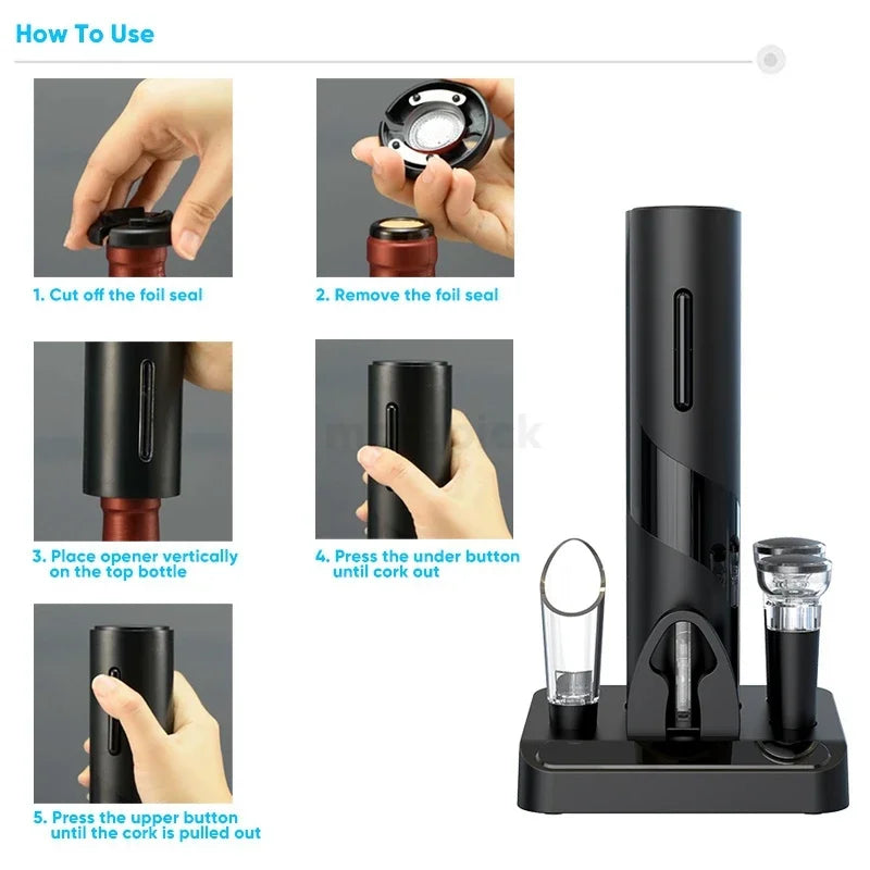 Afralia™ Electric Corkscrew Kit, USB Rechargeable Wine Opener for Bar Parties