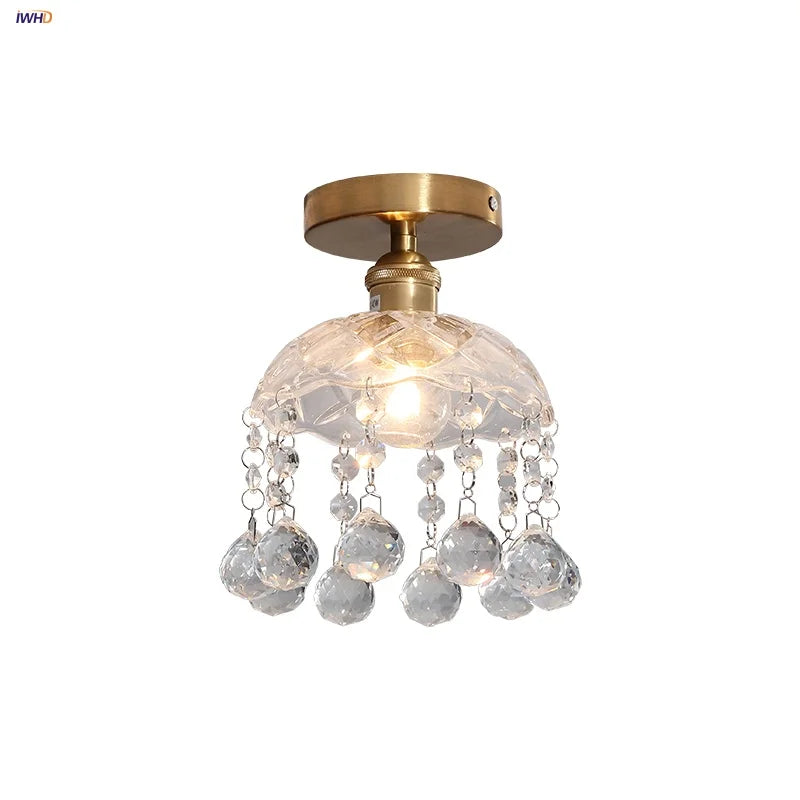 Afralia™ Crystal Glass LED Ceiling Lamp Modern Luxury Interior Lighting Fixture
