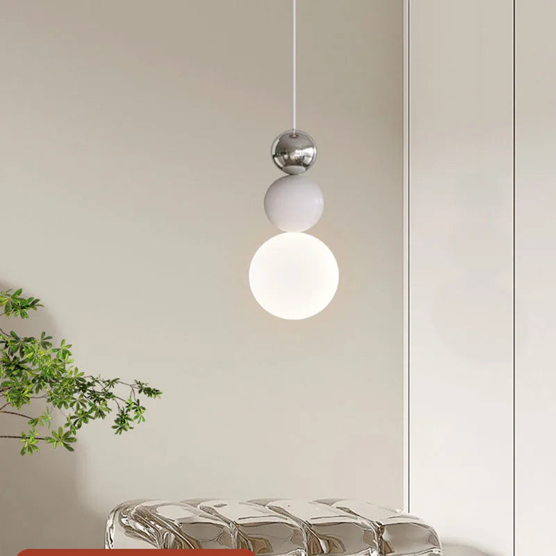 Nordic White Glass Pendant Lamp, Adjustable Hanging Light Fixture, Afralia™ Brand.