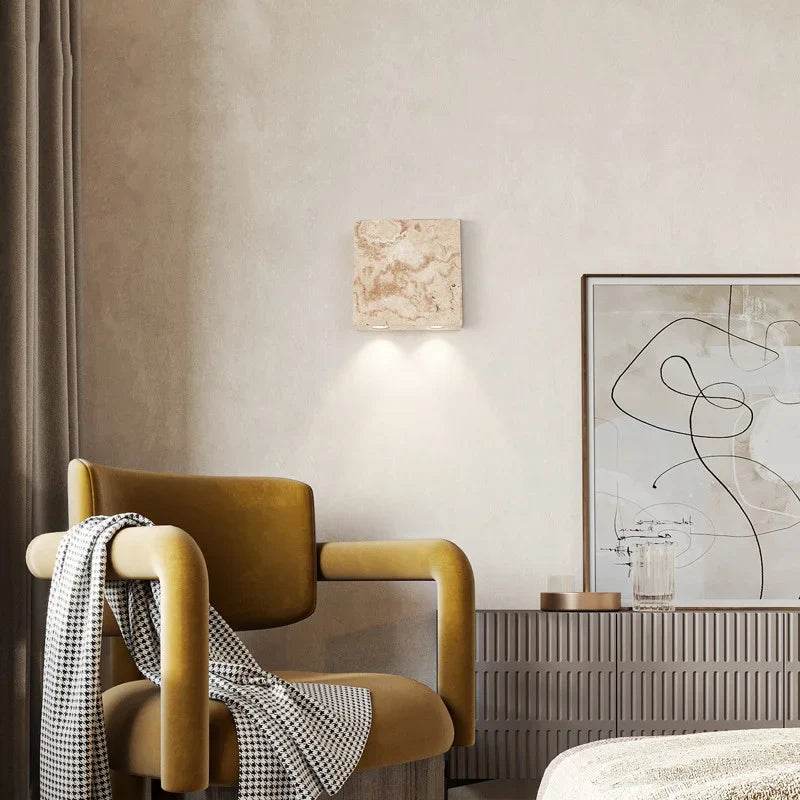 Afralia™ White Glass Globe LED Wall Light on Yellow Stone Base