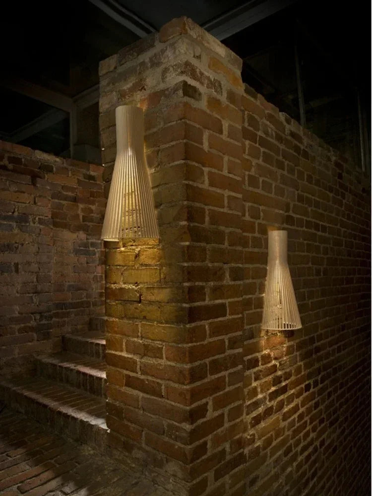 Afralia™ Solid Wood Tatami Wall Sconce Light with E27 Bulb