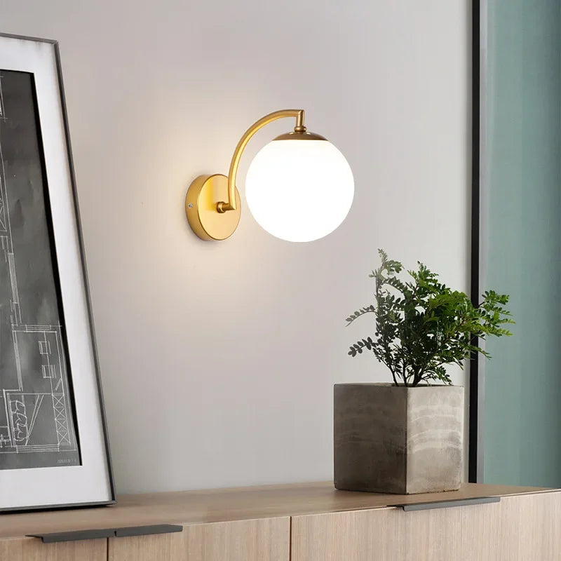 Afralia™ Glass Ball Wall Light: Modern Nordic Living Bedroom Sconce Fixture