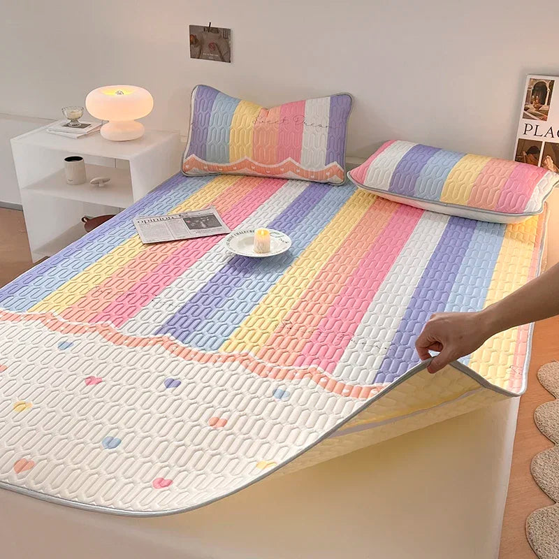 Afralia™ Summer Cooling Blanket Set - Queen Size Quilt, Latex Bed Sheet, Pillowcase