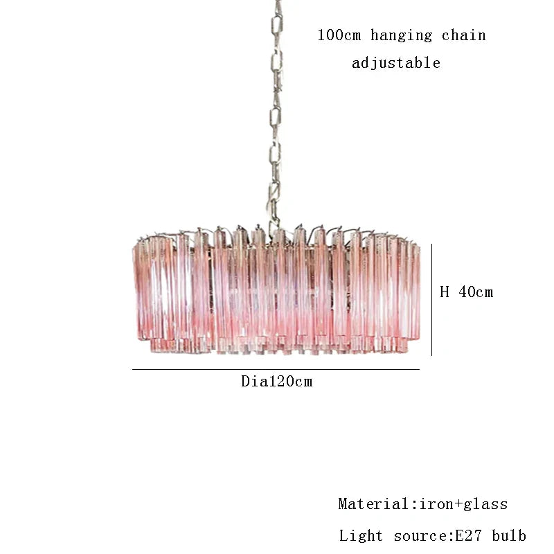 Afralia™ Modern Pink Glass Dining Table Pendant Lamp for Living Room Lighting