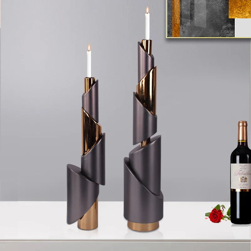 Afralia™ Geometric Helical Pipe Candle Holder for Home Decor and Centerpieces