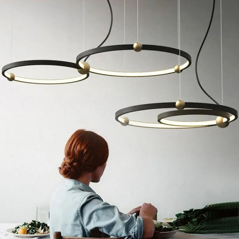 Afralia™ Modern Black LED Pendant Light Chandelier for Home Decoration