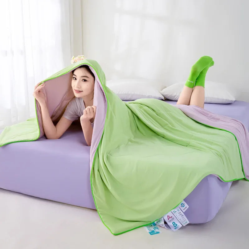 Afralia™ Summer Cooling Quilt | Lightweight Cotton Comforter | Breathable & Skin-Friendly Blanket