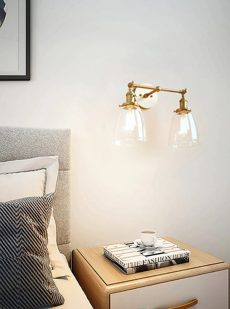 Afralia™ Vintage Industrial 2-Light Wall Sconce with Clear Glass Shade