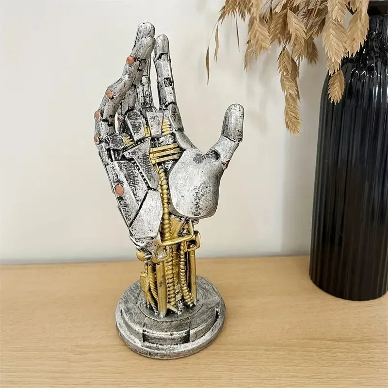 Afralia™ Cyberpunk Mechanical Arm Desktop Stand - Simulated Robot Hand Sculpture