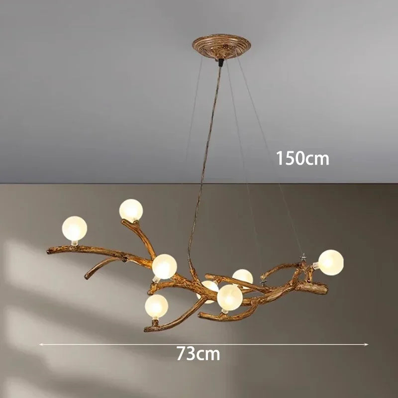Afralia™ Vintage Resin Tree Branch Chandelier Glass Lightshade for Living Room Kitchen Island