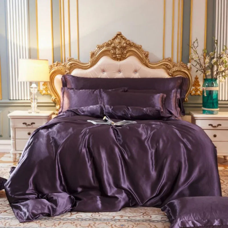 Afralia™ Silk Bedding Set: Smooth 100% Silk Comforter Cover Sets for Full Twin King Queen