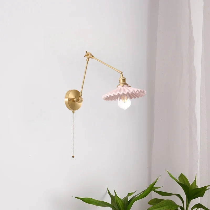 Afralia™ Copper Vintage LED Wall Sconce with Pull Chain for Stair, Loft, Bathroom, Bedroom