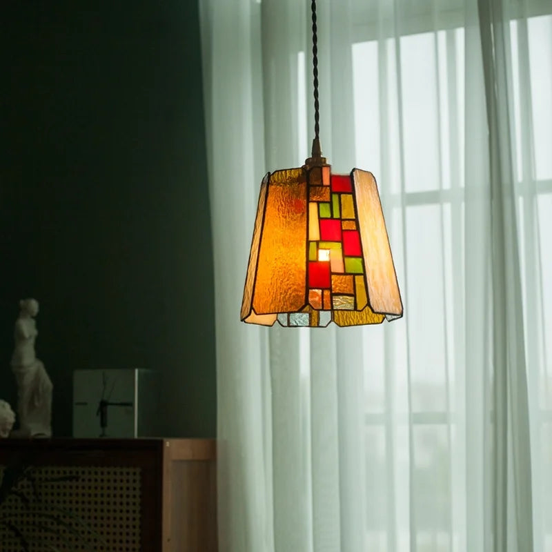 Afralia™ Tiffany Style Vintage LED Glass Pendant Lamp for Home Decor