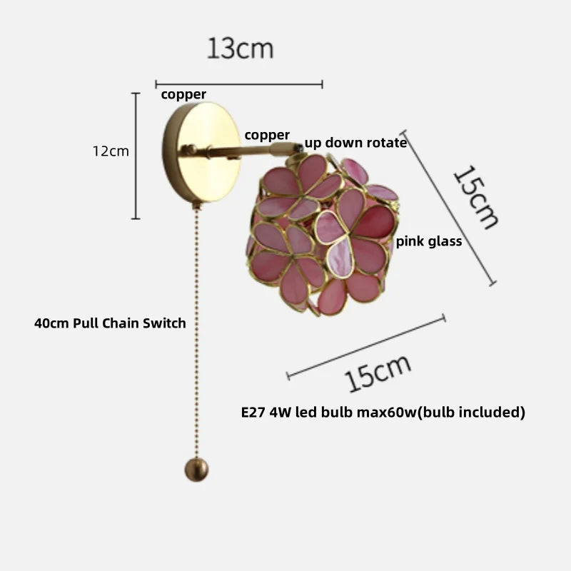 Afralia™ Copper Butterfly Glass Wall Light Fixture Up Down Rotate LED Bedside Lamp