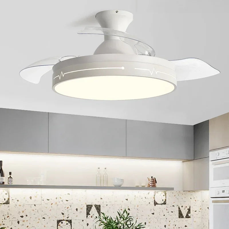 Afralia™ White Ceiling Fan Light with Hidden Fan, Remote Control for Bedroom and Restaurant