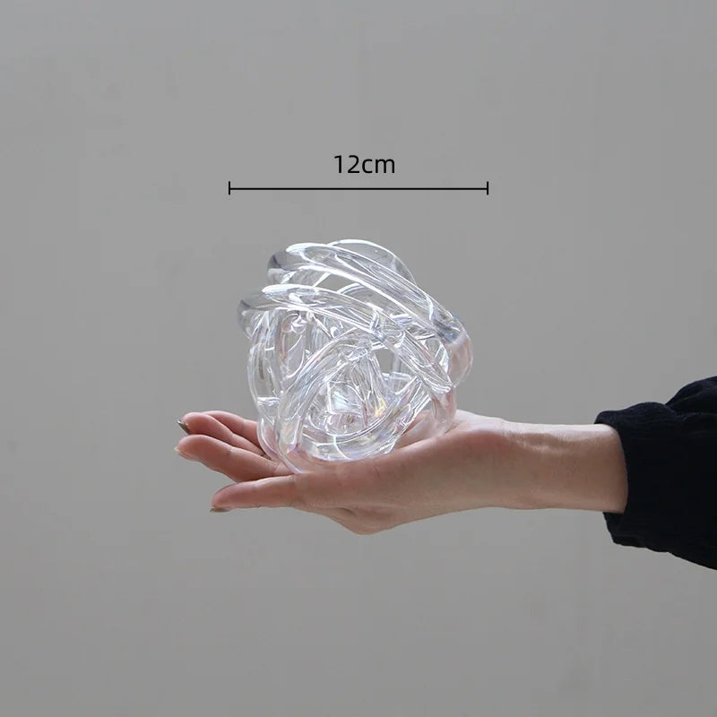 Afralia™ Glass Coil Wound Ball Ornament: Hand-made, Geometric, Transparent, Home Decoration