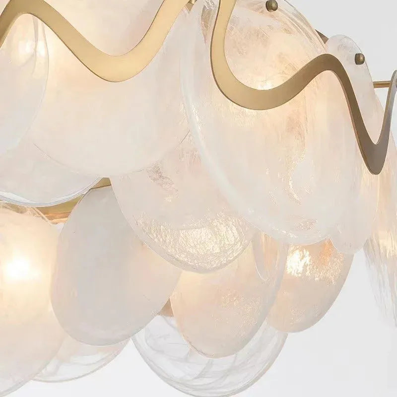 Afralia™ Nordic Gold Iron Pendant Light Disc Chandelier Luxury Glass for Living Room