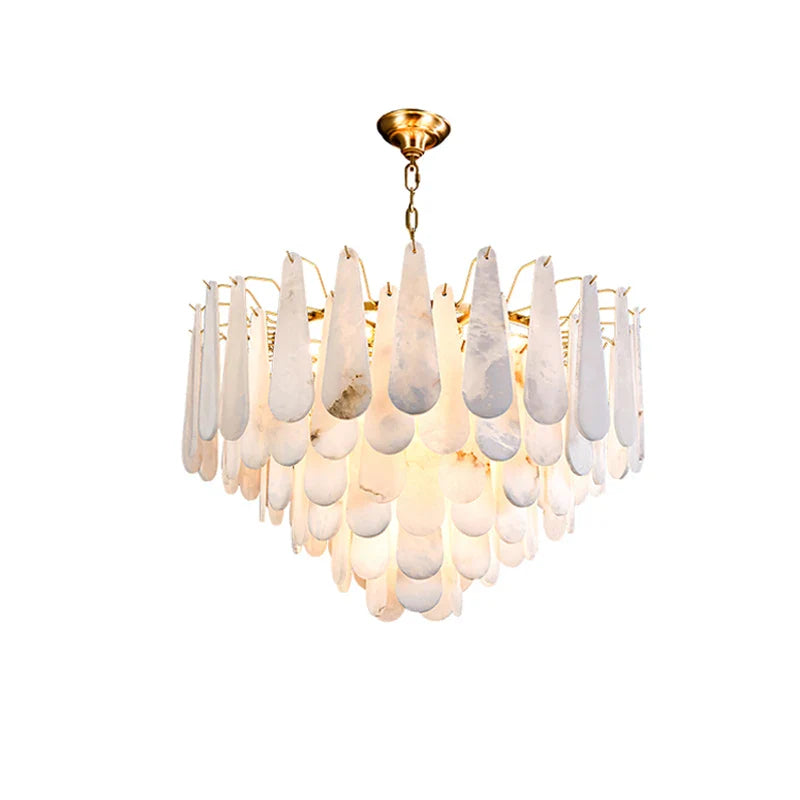Afralia™ Marble Water Drop LED Chandelier: Trendy Alabaster Lustre Suspension Lighting for Living Room